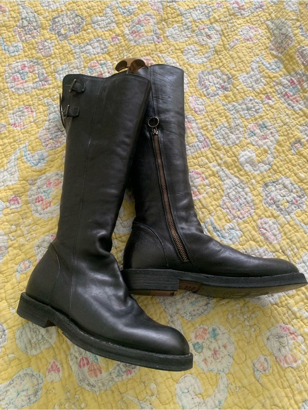 Fiorentini + Baker tall flat boots - black leather size 38